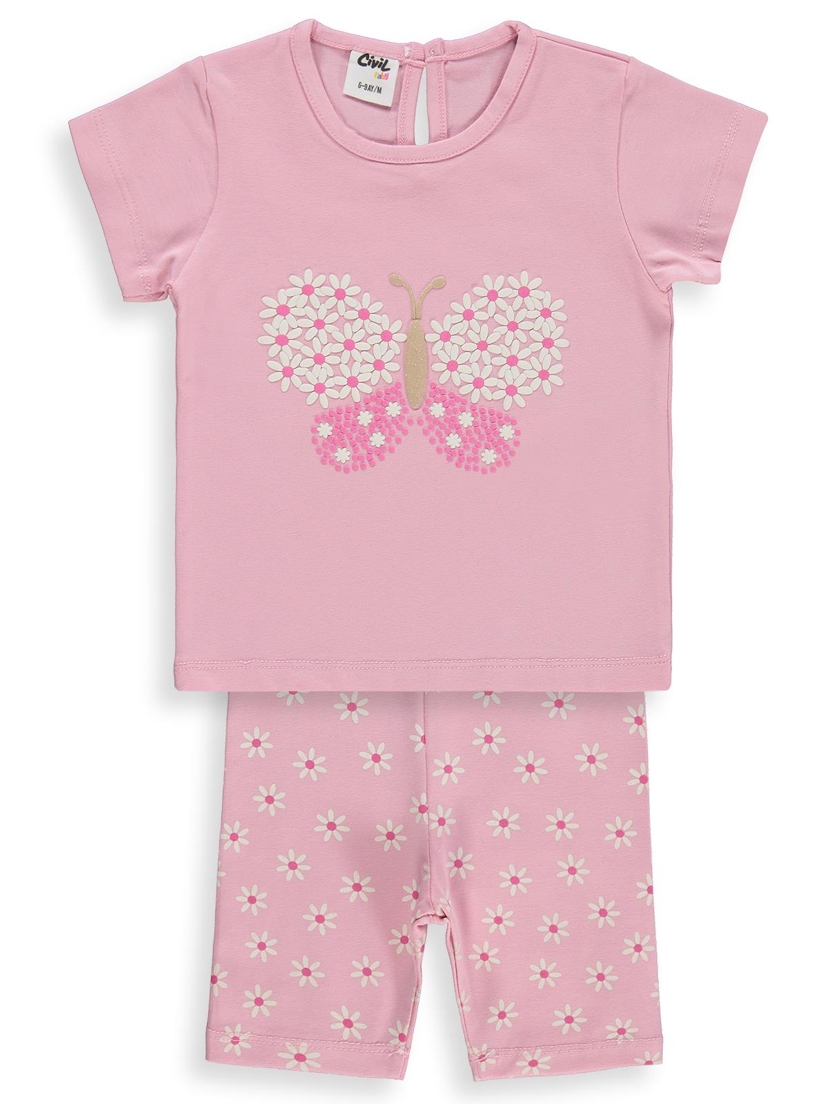 Civil Baby Kelebek Nakışlı 6-18 Ay Takım - Pembe