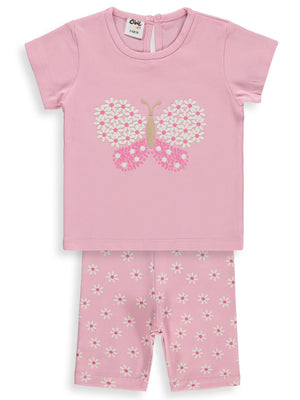 Civil Baby Kelebek Nakışlı 6-18 Ay Takım - Pembe