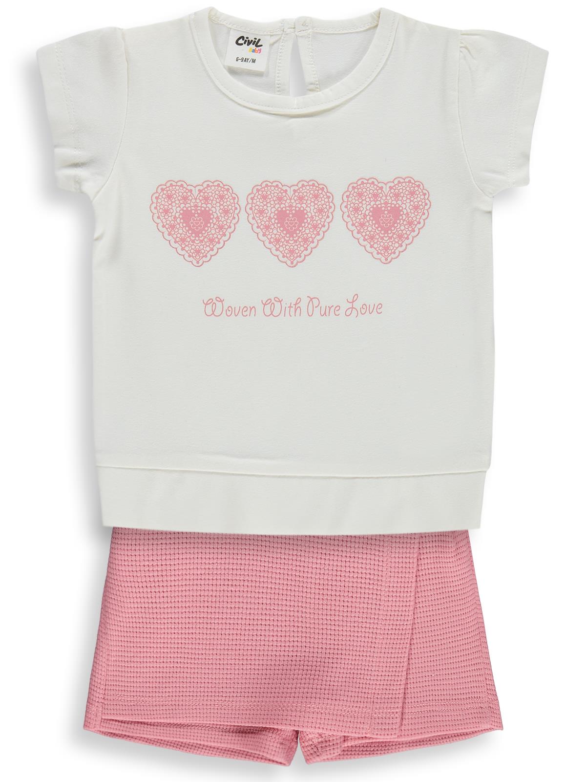 Civil Baby Kalpler Nakışlı 6-18 Ay Takım - Pudra