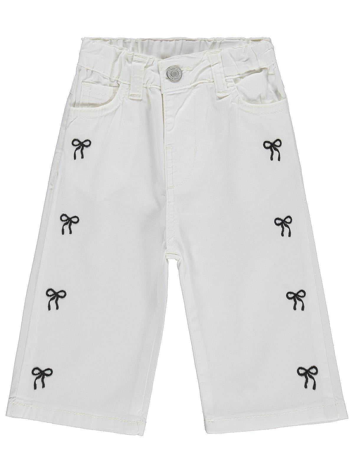 Civil Baby Kız Bebek Fiyonklu 6-18 Ay Pantolon - Ekru
