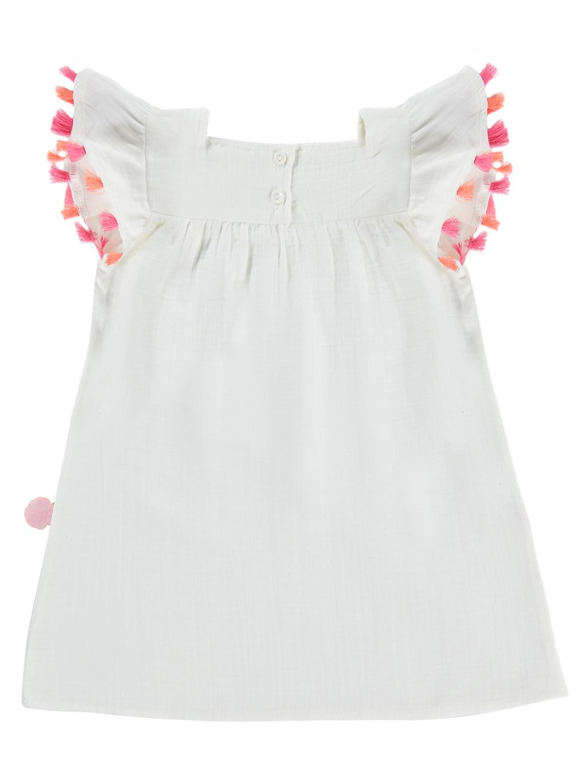 Civil Baby Püsküllü Şeritli 6-18 Ay Elbise - Ekru