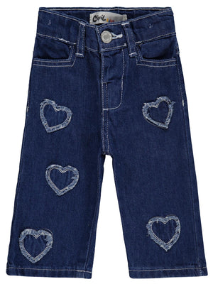 Civil Baby Kız Bebek Kalp Pachli 6-18 Ay Pantolon Kot - Mavi