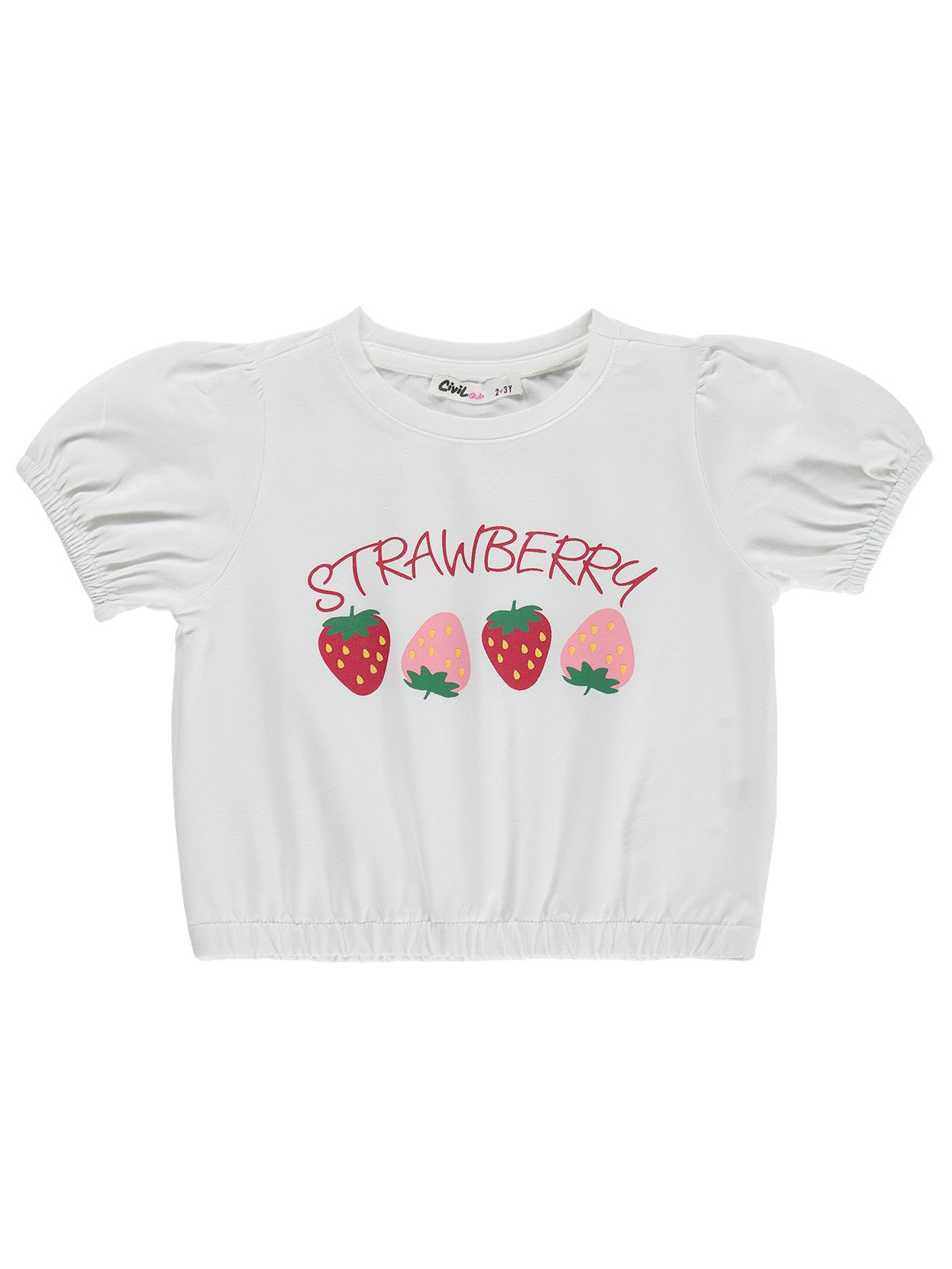 Civil Girls Strawberry 2-5 Yaş Tişört - Kırık Beyaz