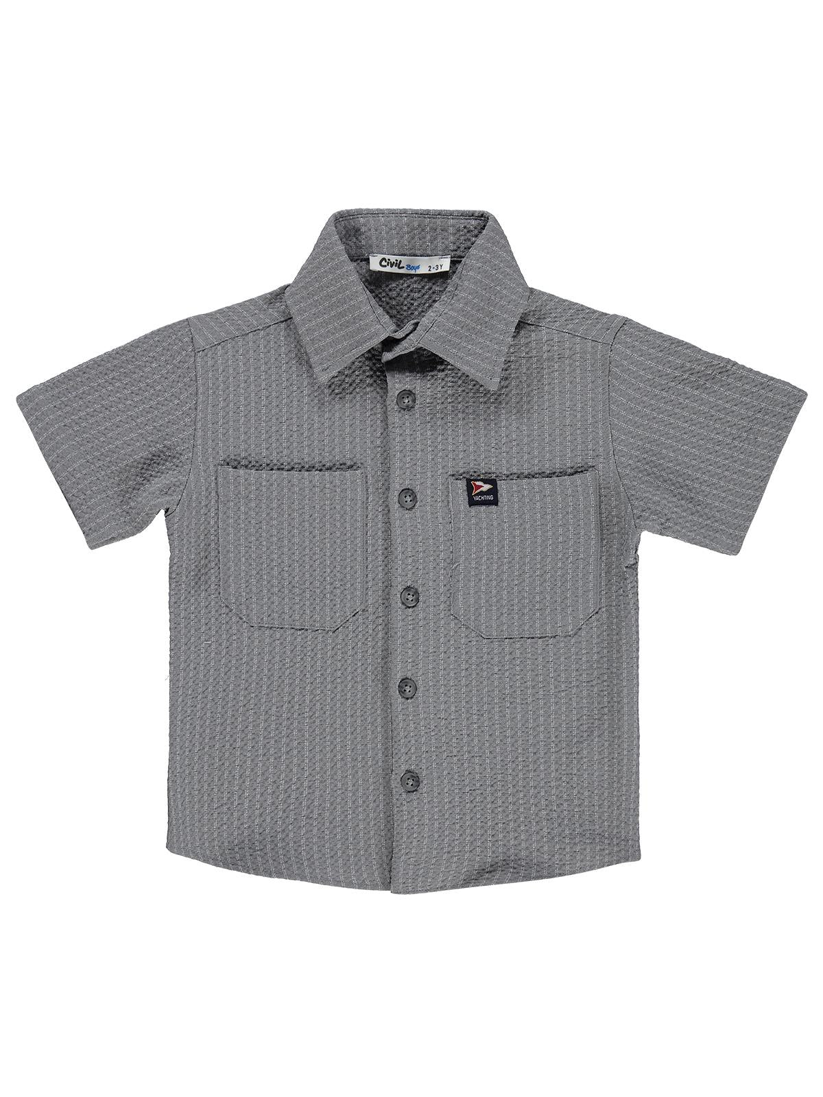 Civil Boys Dokulu 2-5 Yaş Gömlek - Gri