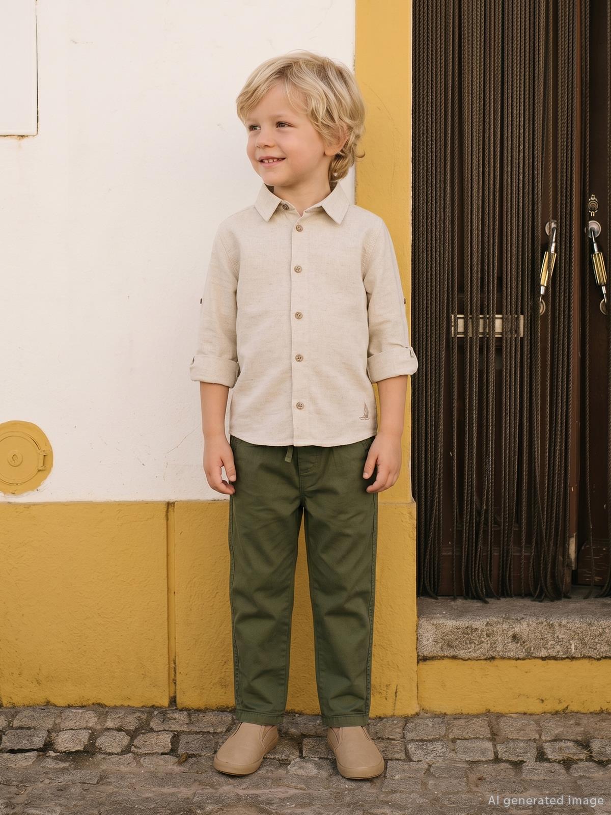 Civil Boys Basic Hasır  2-5 Yaş Gömlek - Bej