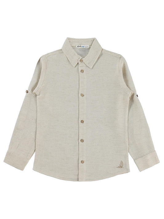 Civil Boys Basic Hasır  6-9 Yaş Gömlek - Bej