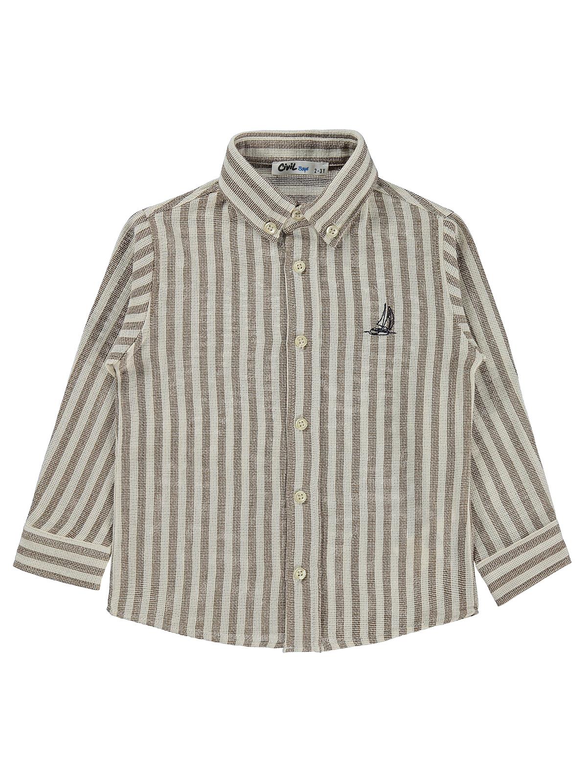 Civil Boys Çizgili Basic 2-5 Yaş Gömlek - Kahve