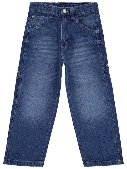 Civil Boys Yan Cepli Baggy Kalıp 10-13 Yaş Pantolon Kot - Mavi