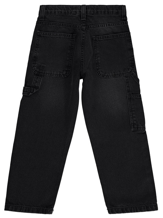 Civil Boys Yan Cepli Baggy Kalıp 10-13 Yaş Pantolon Kot - Siyah