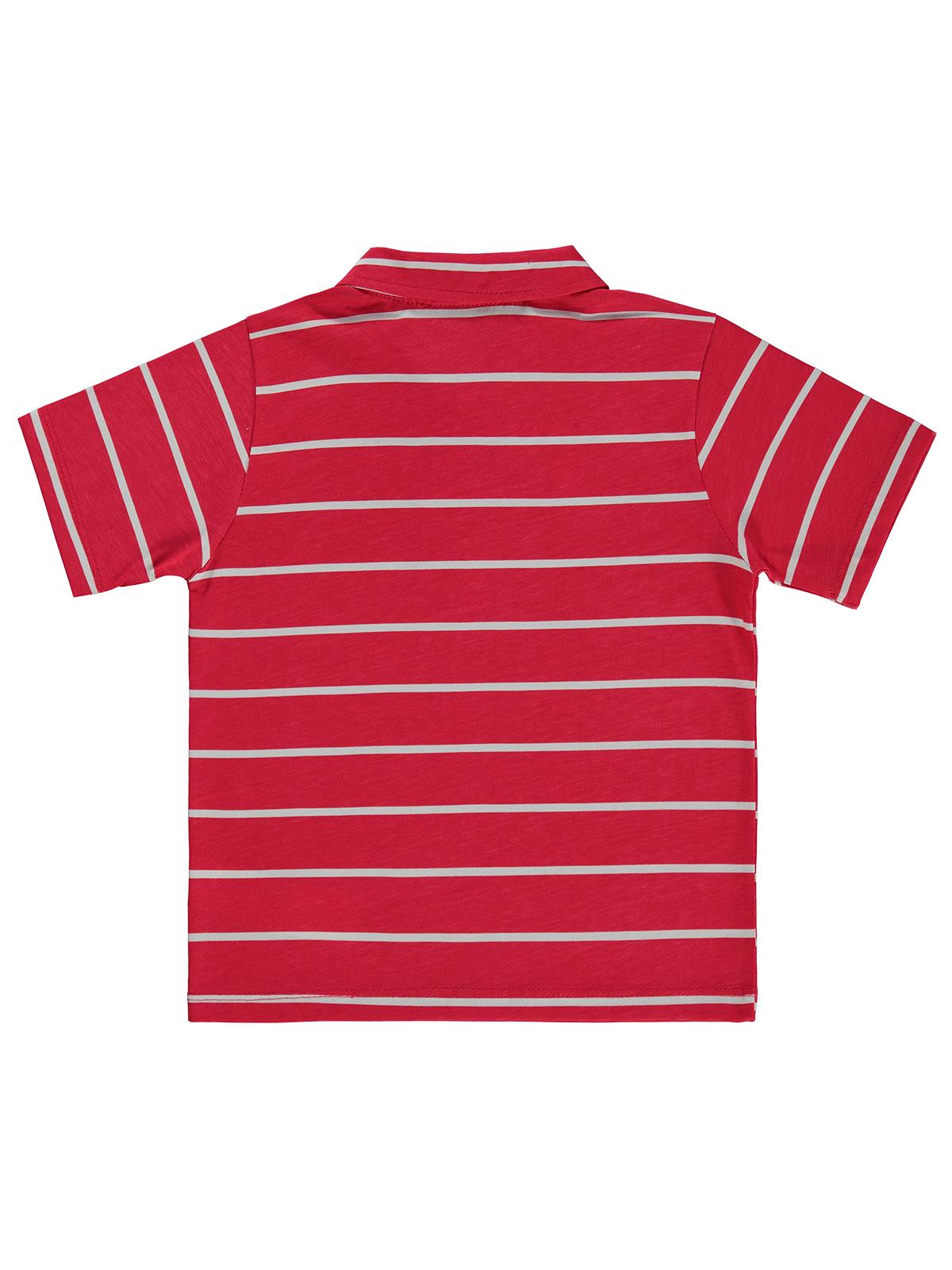 Civil Boys Çizgli Polo Yaka 2-5 Yaş Tişört - Kırmızı
