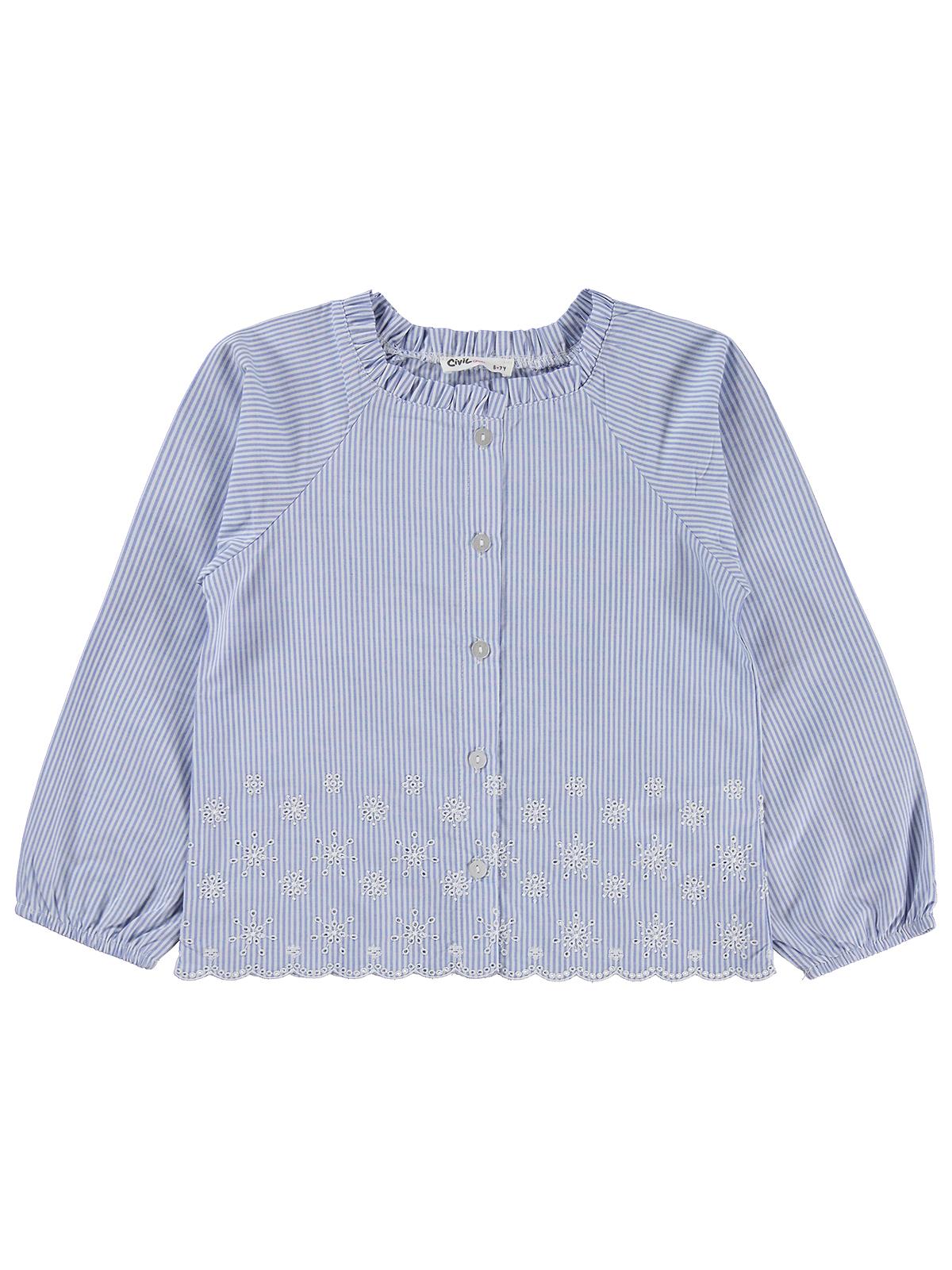 Civil Girls Çizgili 6-9 Yaş Gömlek - Mavi