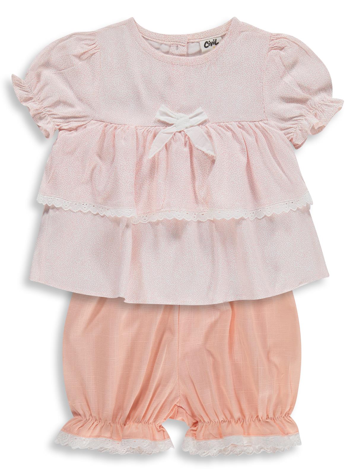 Civil Baby Roba Fiyonklu 6-18 Ay Takım - Pembe