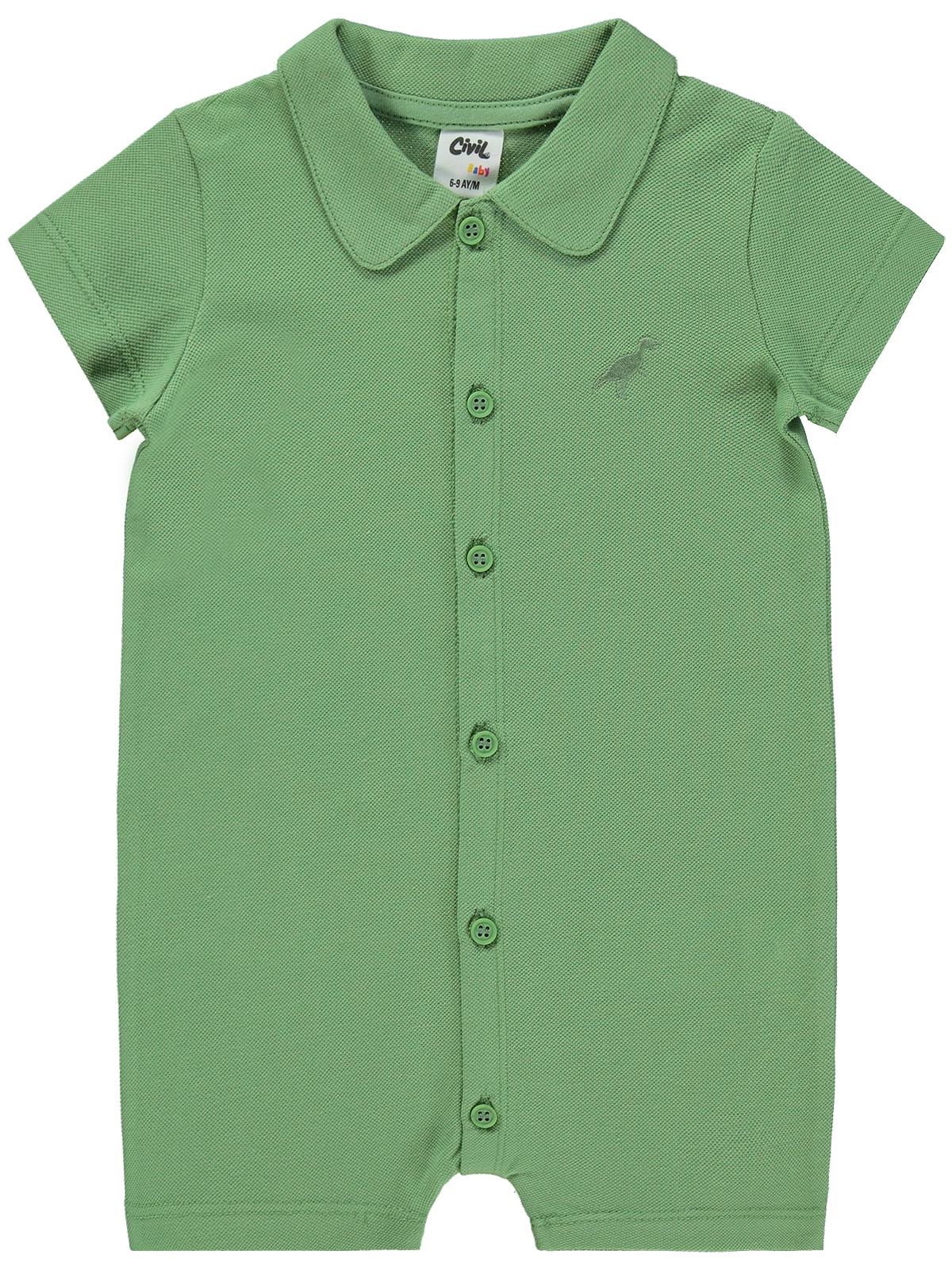 B26Y098 Civil Baby Dinozor Nakışlı 6-18 Ay Tulum - Bej