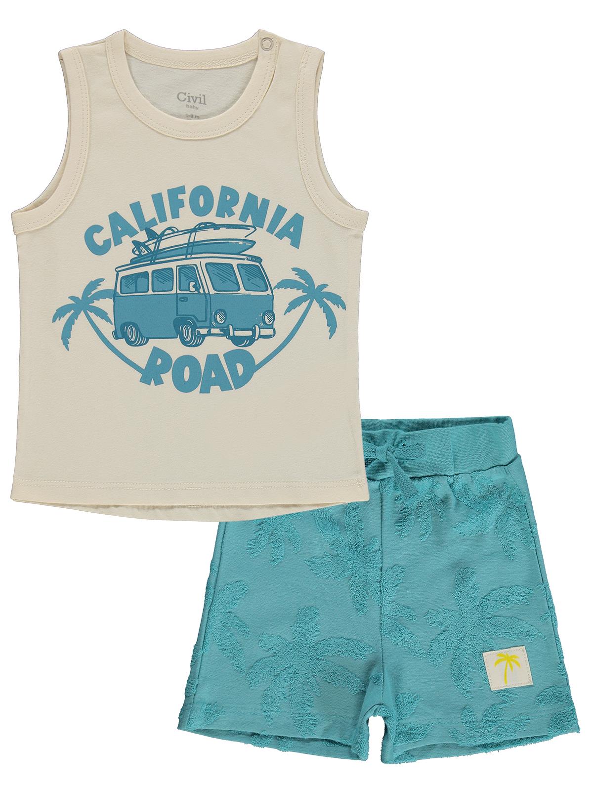 Civil Baby California Road Baskılı 6-18 Ay Takım - Bej