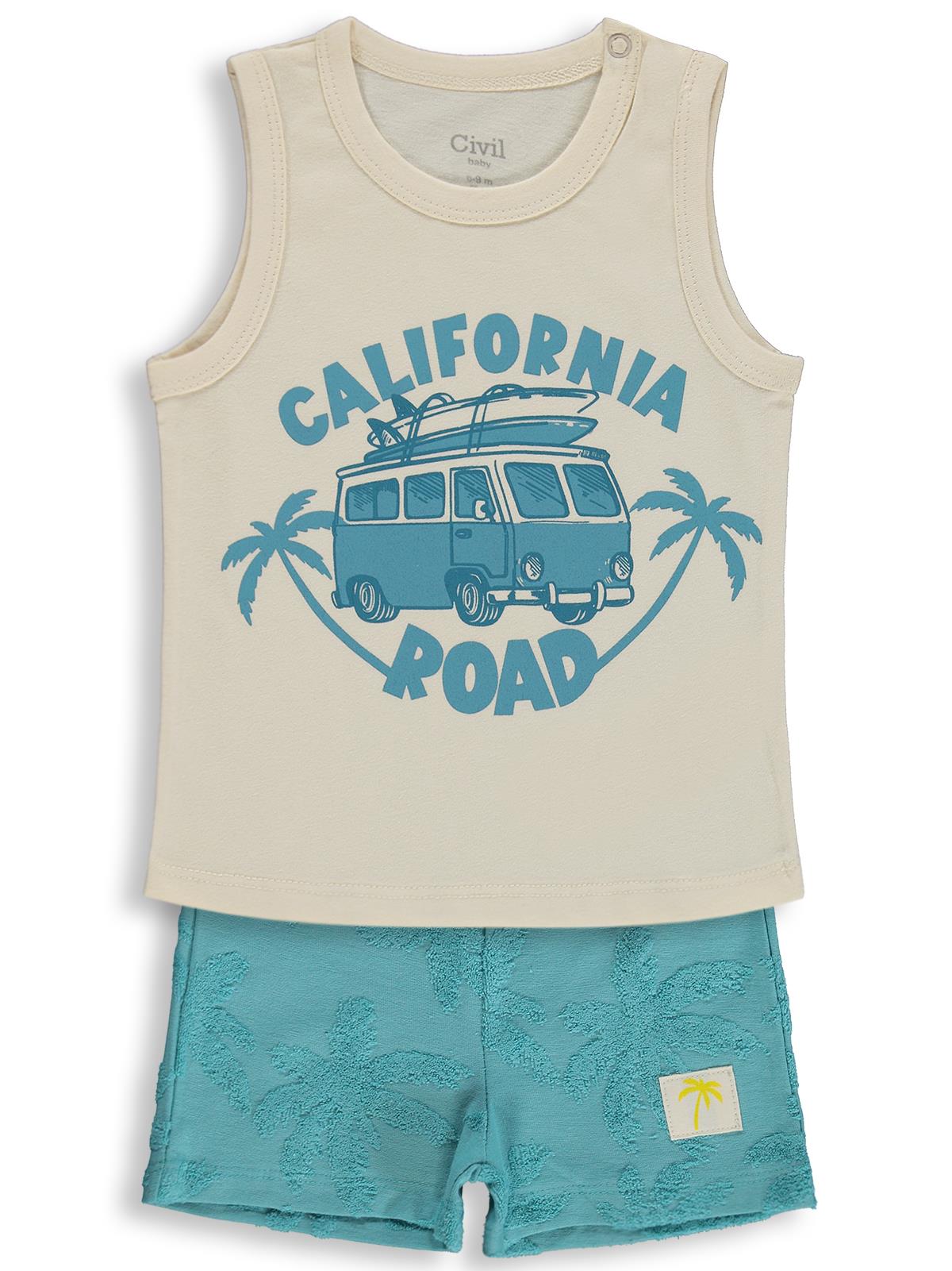 Civil Baby California Road Baskılı 6-18 Ay Takım - Bej