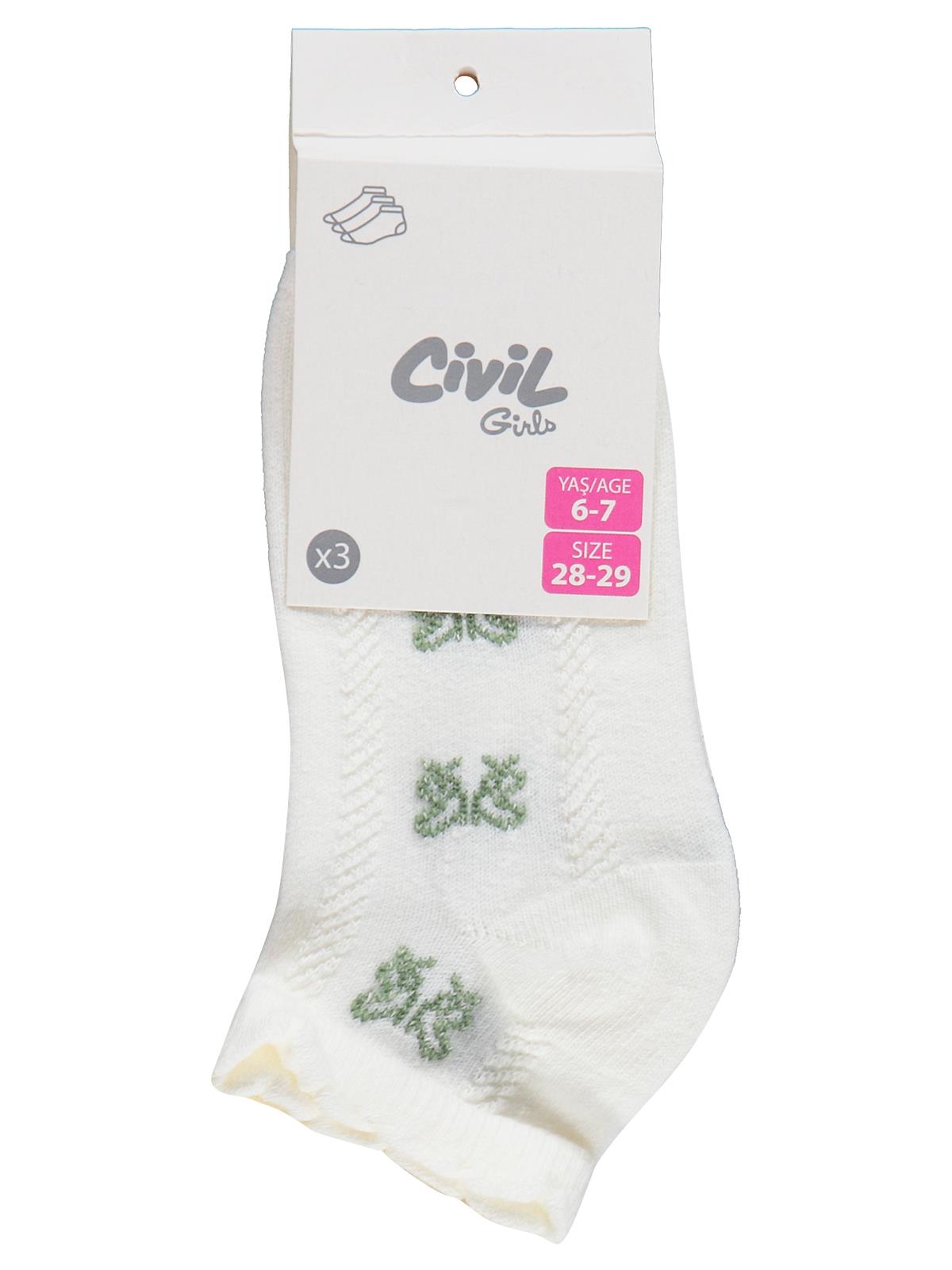 Civil Girls Kanaviçe 3'lü 2-12 Yaş Kız Çocuk Patik Çorap