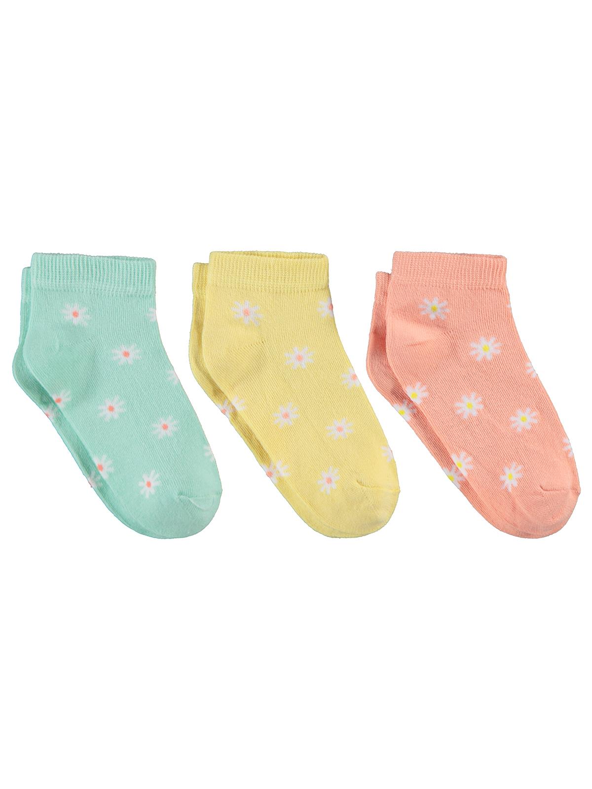 Civil Girls Flower 3'lü 2-12 Yaş Kız Çocuk Patik Çorap