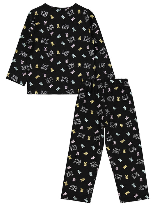 Civil Girls Kız Çocuk Dont Look Back Baskılı Pijama Takımı | Süprem-Süprem | Okul Kreş ve Günlük Kullanım - Siyah
