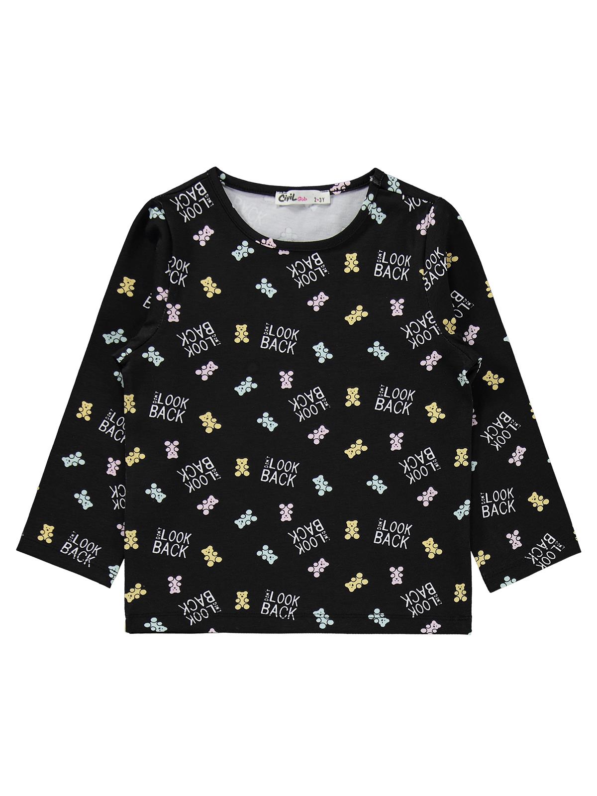 Civil Girls Dont Look Back Baskılı 2-5 Yaş Pijama Takımı - Siyah