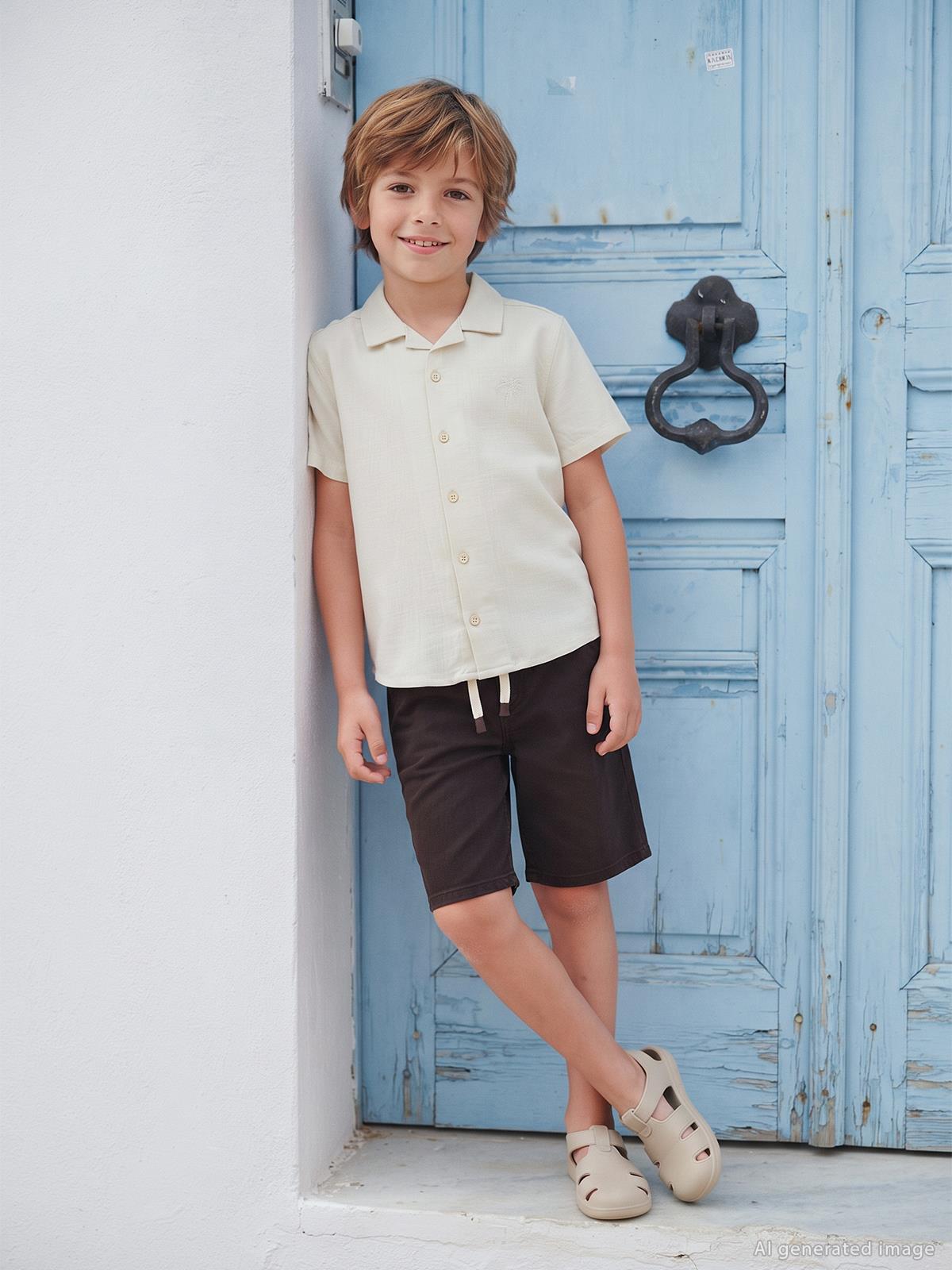 Civil Boys Basic Tatil Yaka 10-13 Yaş Gömlek - Bej