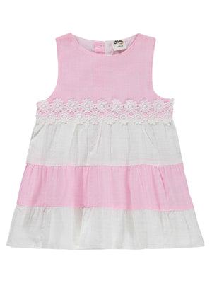 Civil Baby Renkli Roba Dantelli 6-18 Ay Elbise - Pembe