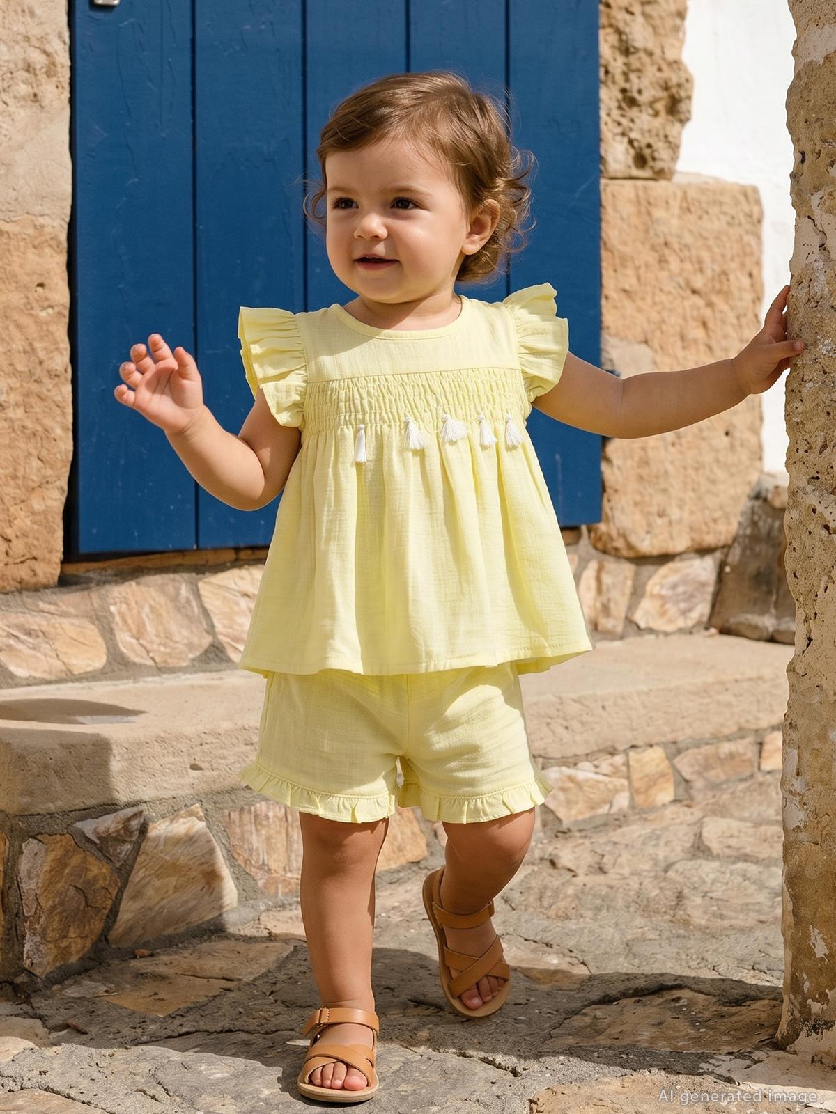 Civil Baby Gipeli Püsküllü 6-18 Ay Takım - Sarı