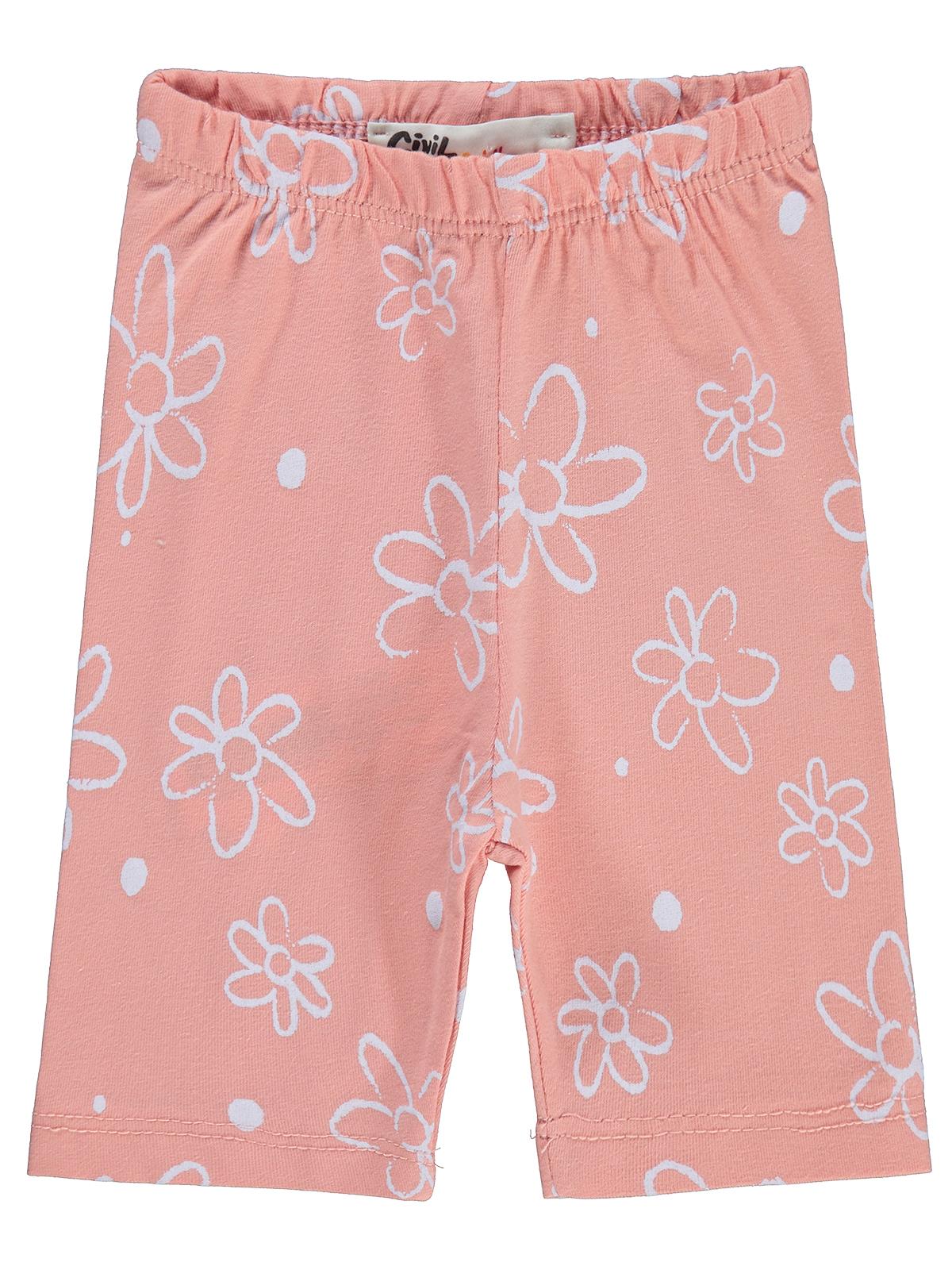 Civil Baby Çiçek Empirme Kapri 6-18 Ay Tayt  - Pudra