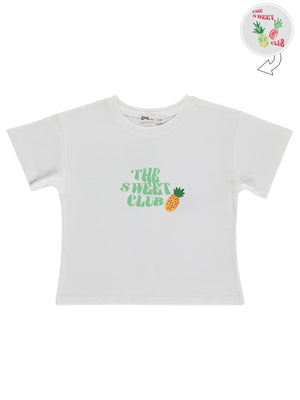 Civil Girls Ananas Baskılı 2-5 Yaş Tişört - Ekru