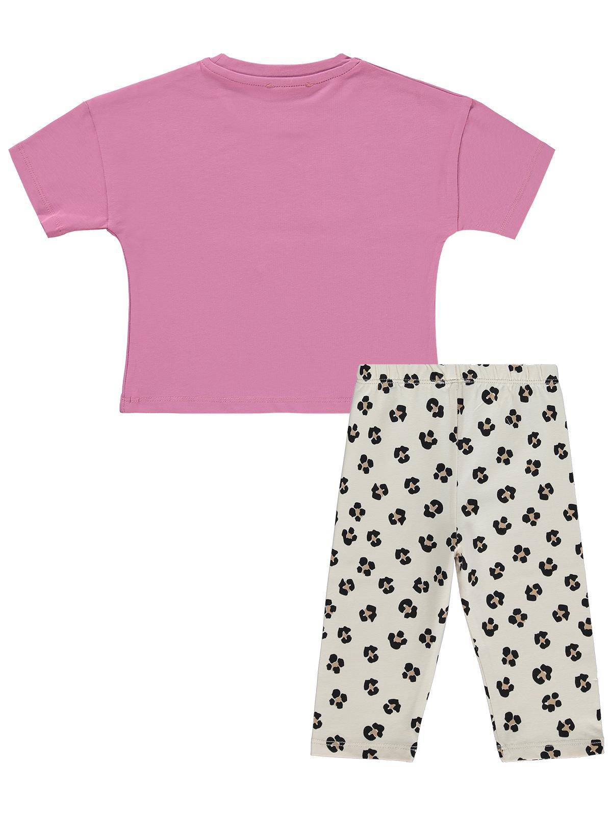 Civil Girls Leopar Ayıcık Desenli 2-5 Yaş Takım - Pembe