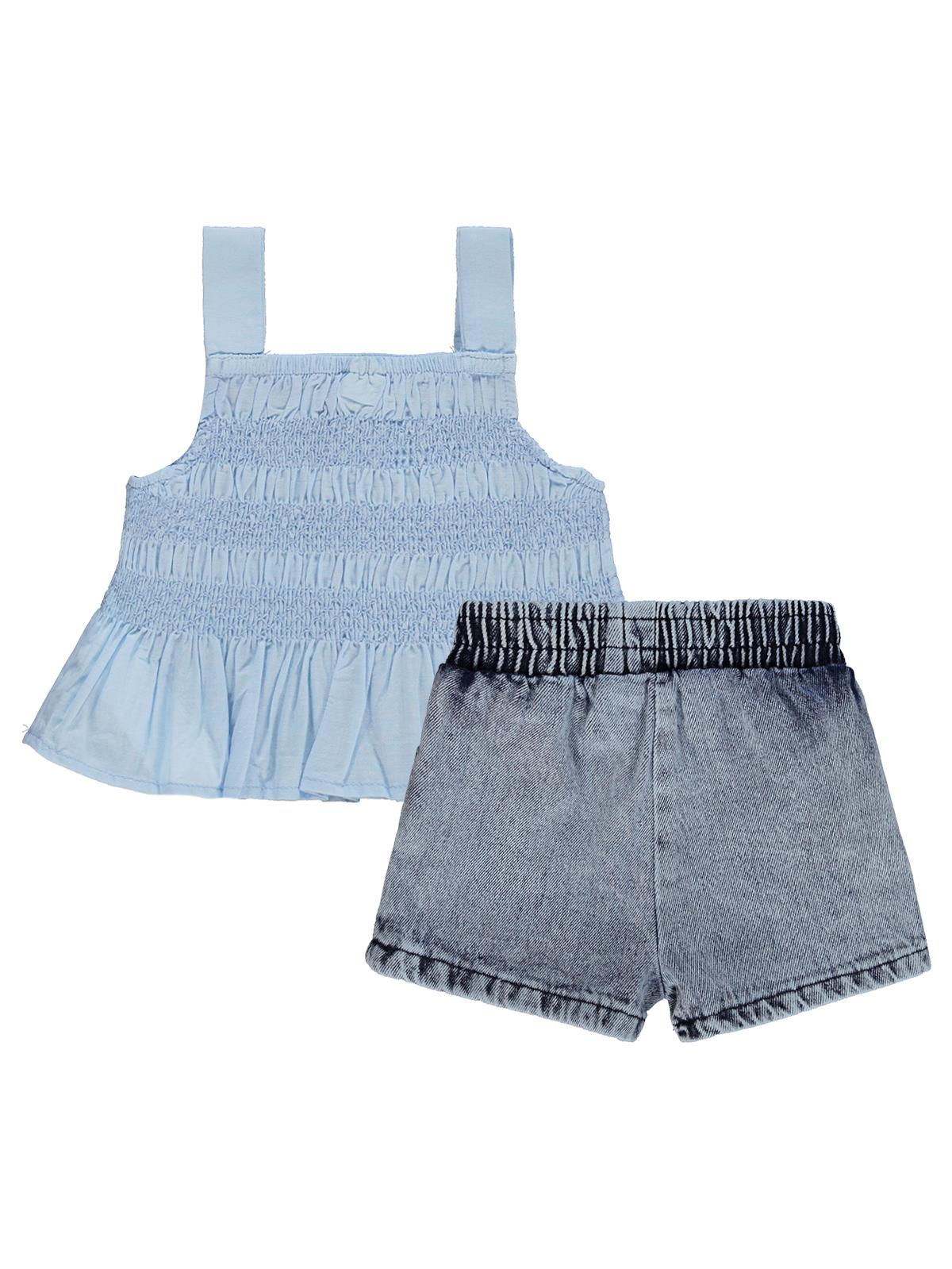 Civil Baby Denim Şortlu Askılı 6-18 Ay Takım - Mavi