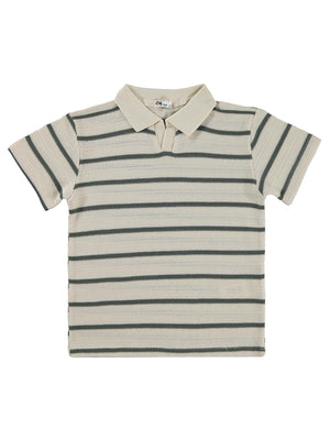 Civil Boys Polo Yaka Çizgili 6-9 Yaş Tişört - Haki
