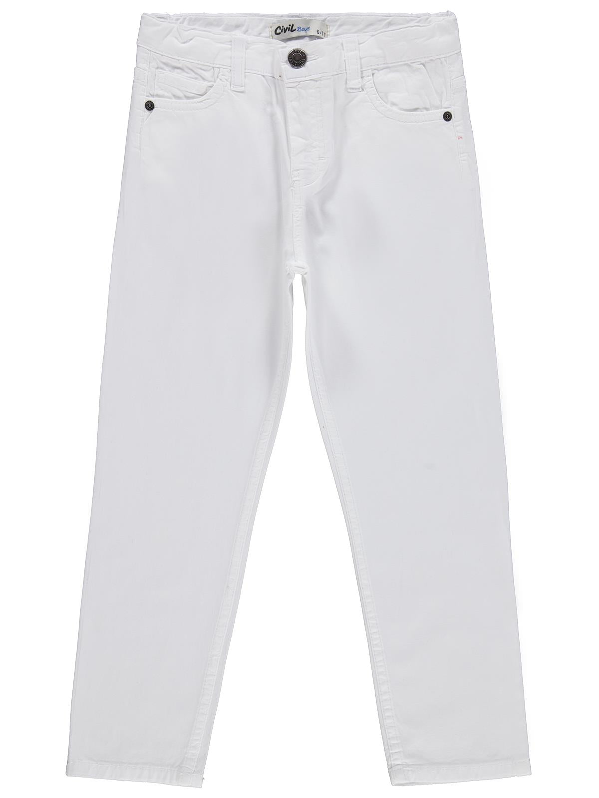 Civil Boys Erkek Çocuk 5 Cep Basic 10-13 Yaş Pantolon - Beyaz