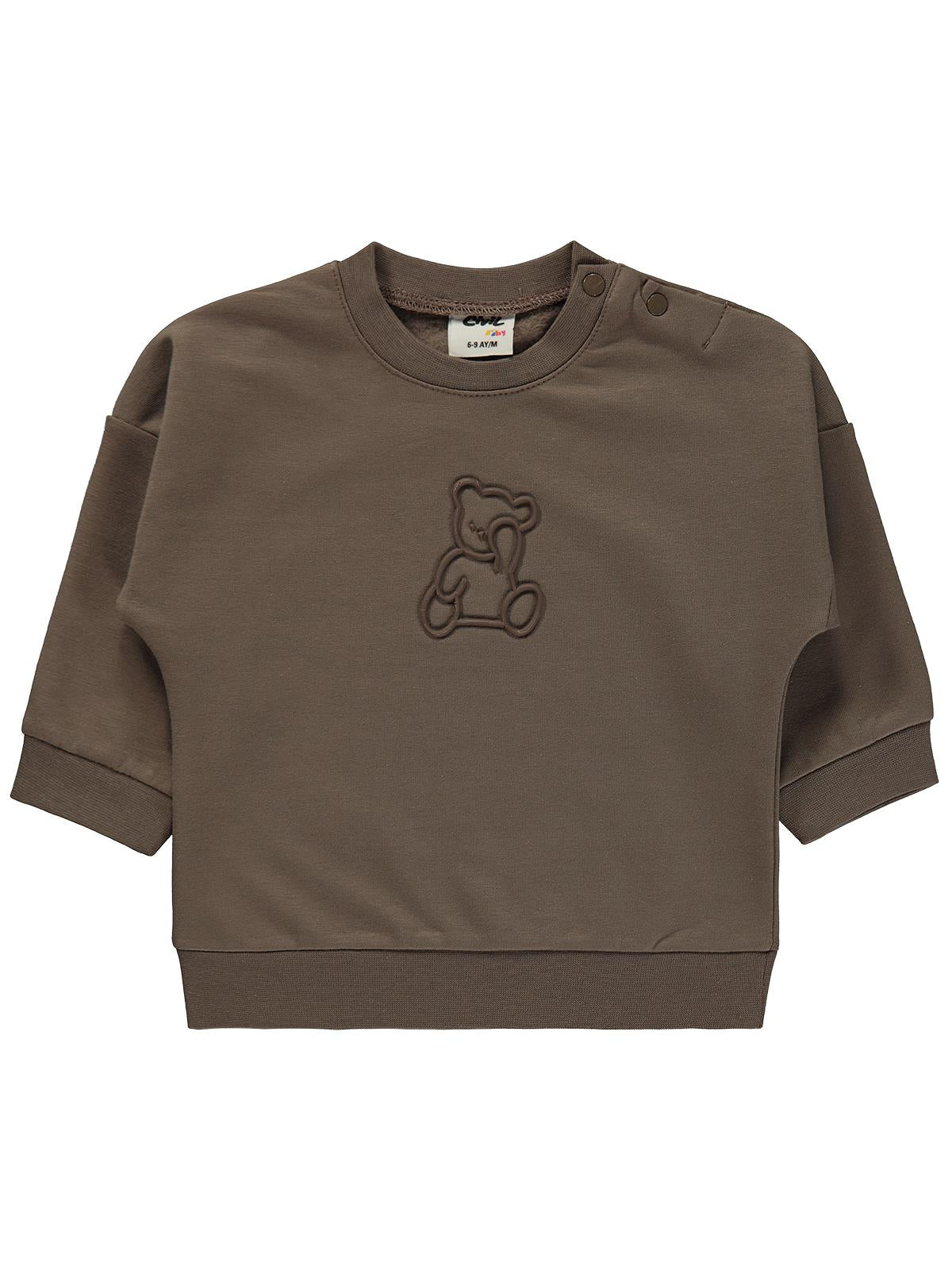 Civil Baby Teddy Baskılı 6-18 Ay Sweatshirt - Kahverengi