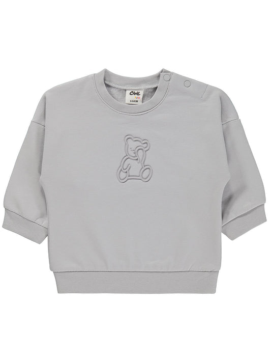 Civil Baby Teddy Baskılı 6-18 Ay Sweatshirt - Gri