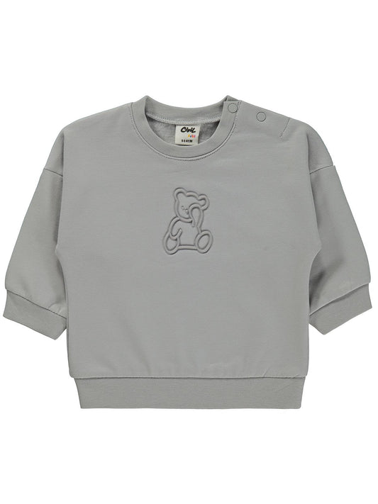Civil Baby Teddy Baskılı 6-18 Ay Sweatshirt - Gri