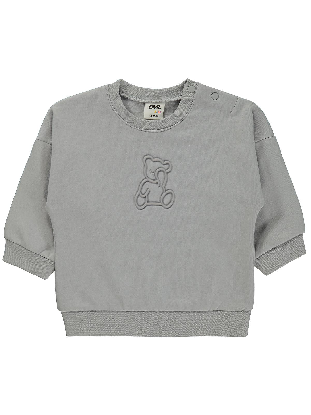 Civil Baby Teddy Baskılı 6-18 Ay Sweatshirt - Gri