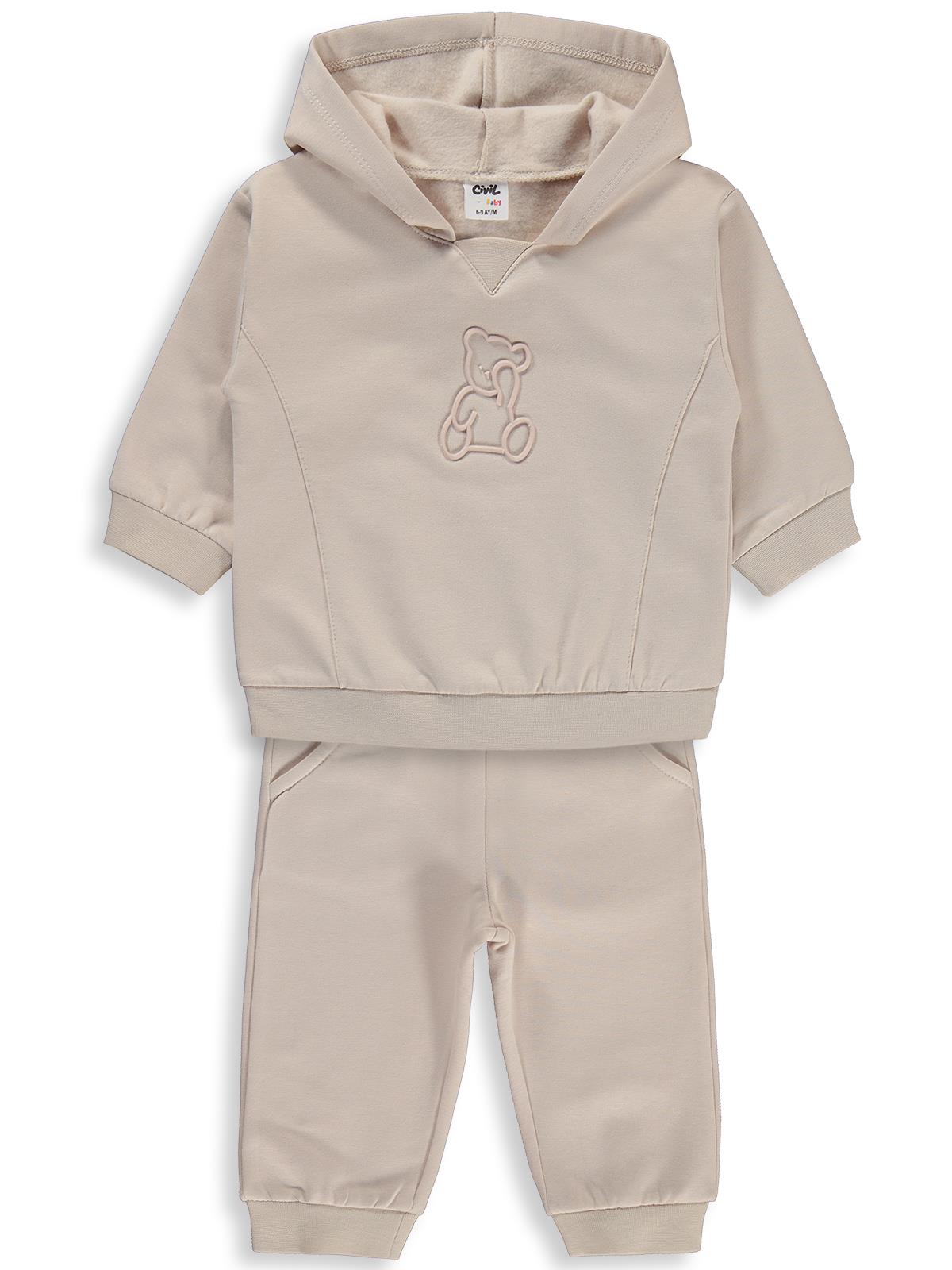 Civil Baby Teddy Baskılı 6-18 Ay Takım - Bej