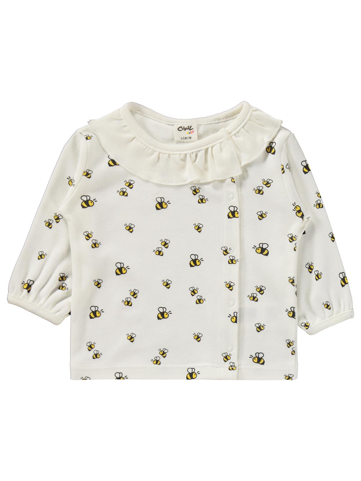Civil Baby Arı Empirme 1-9 Ay Pijama Takımı - Ekru