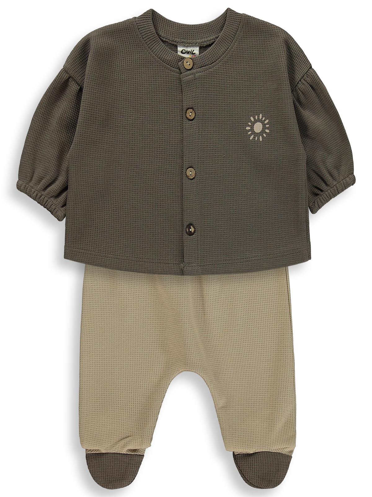 Civil Baby Güneş Baskılı 1-9 Ay Pijama Takımı - Kahverengi
