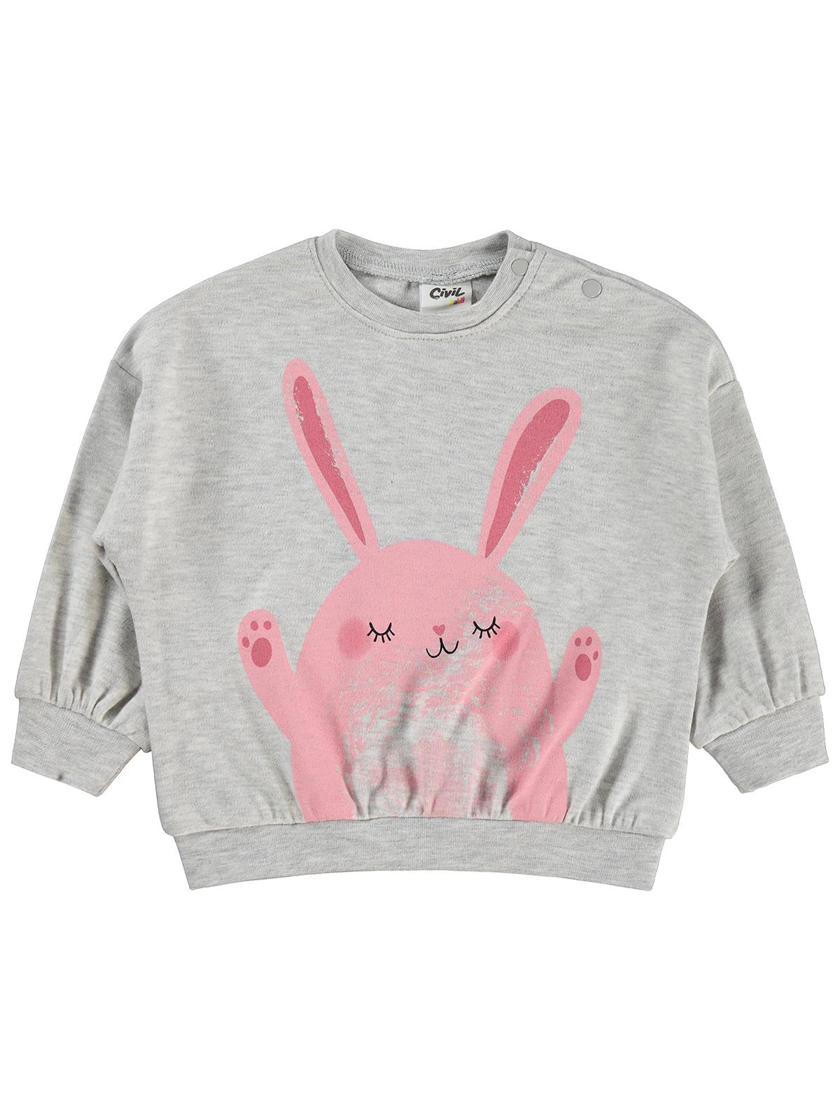 Civil Baby Tavşan Baskılı 3-18 Ay Sweatshirt - Gri