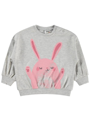Civil Baby Tavşan Baskılı 3-18 Ay Sweatshirt - Gri