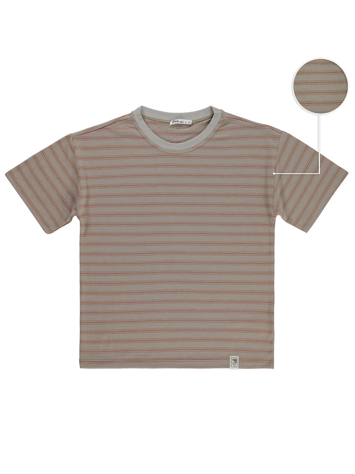 Civil Boys Jakar Çizgili 6-9 Yaş Tişört - Kahve