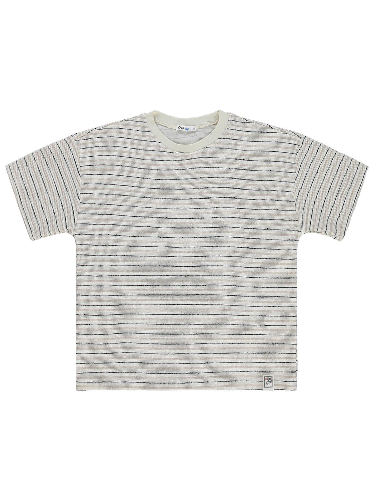 Civil Boys Jakar Çizgili 6-9 Yaş Tişört - Kahve