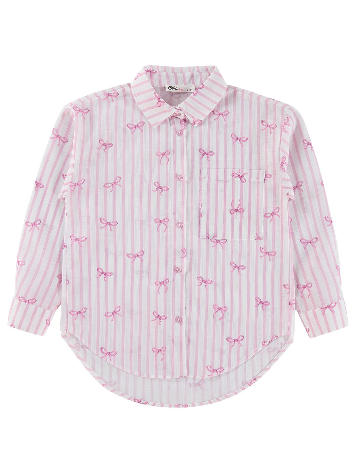 Civil Girls Fiyonk Baskılı 6-9 Yaş Gömlek - Pembe