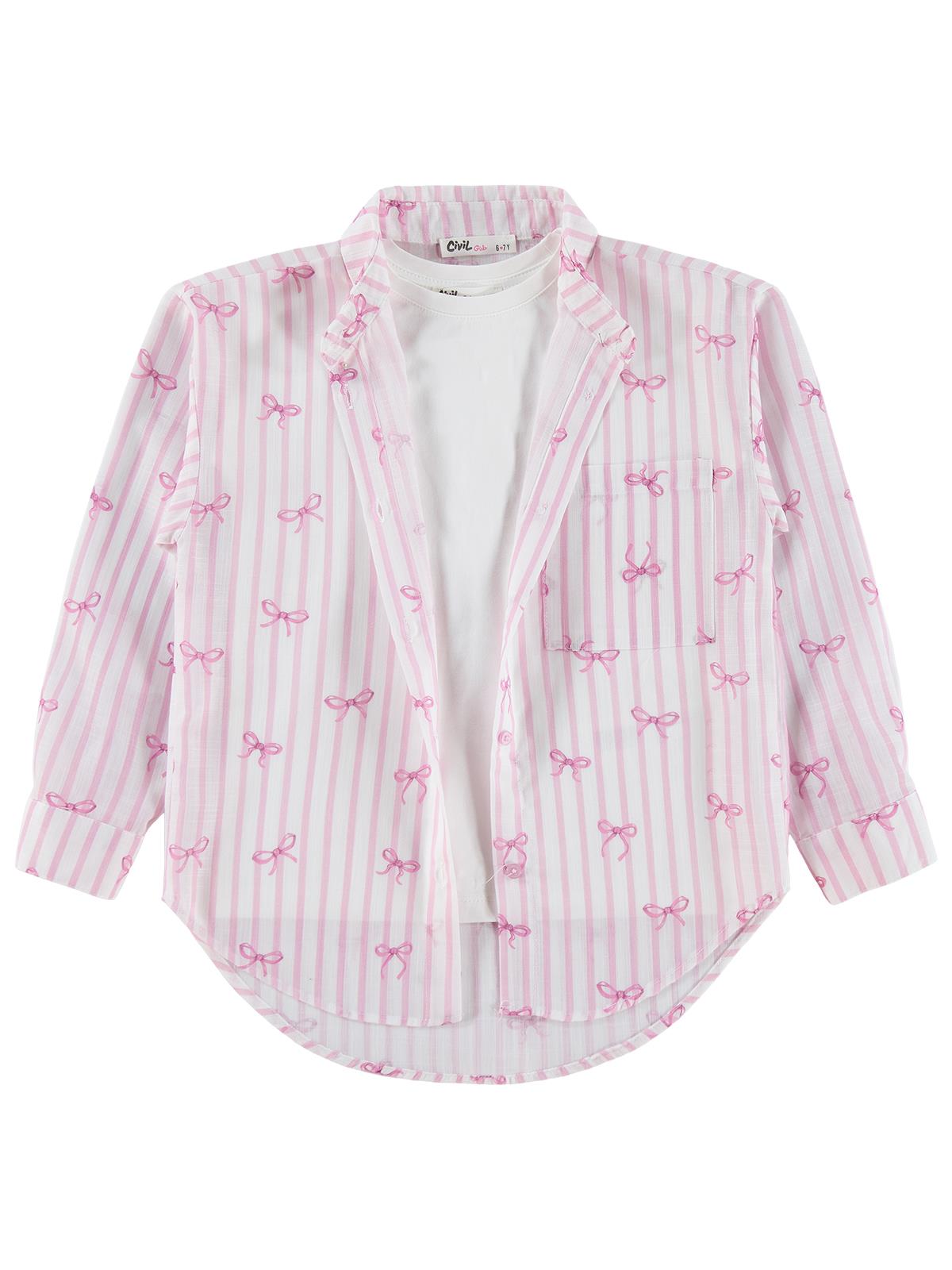 Civil Girls Fiyonk Baskılı 6-9 Yaş Gömlek - Pembe