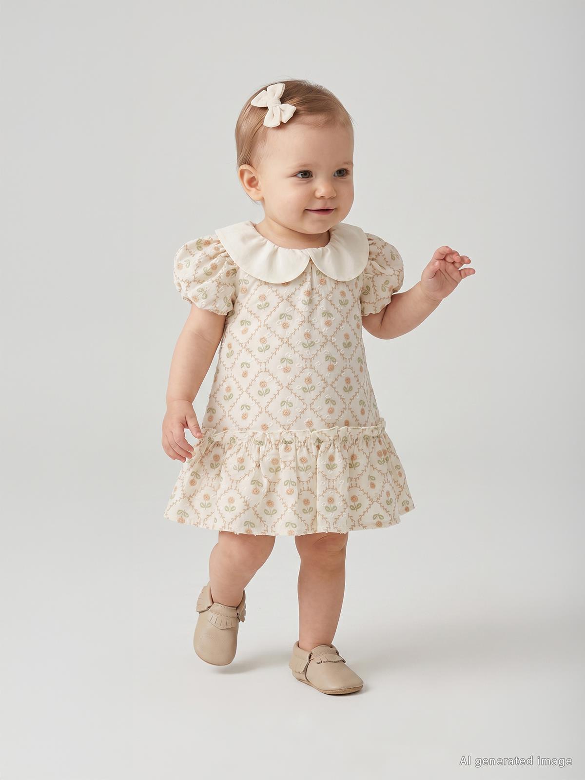 Pierre Cardin Bebe Yakalı 6-18 Ay Elbise - Ekru