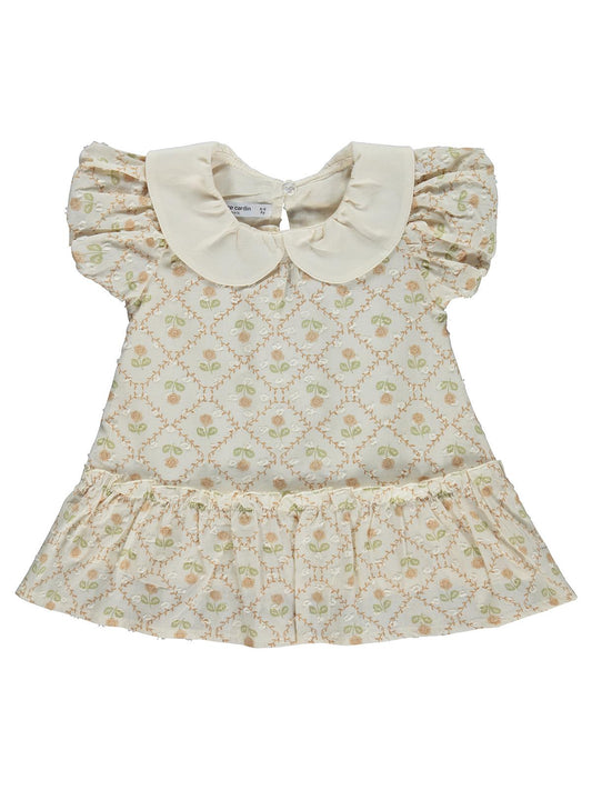 Pierre Cardin Bebe Yakalı 6-18 Ay Elbise - Ekru