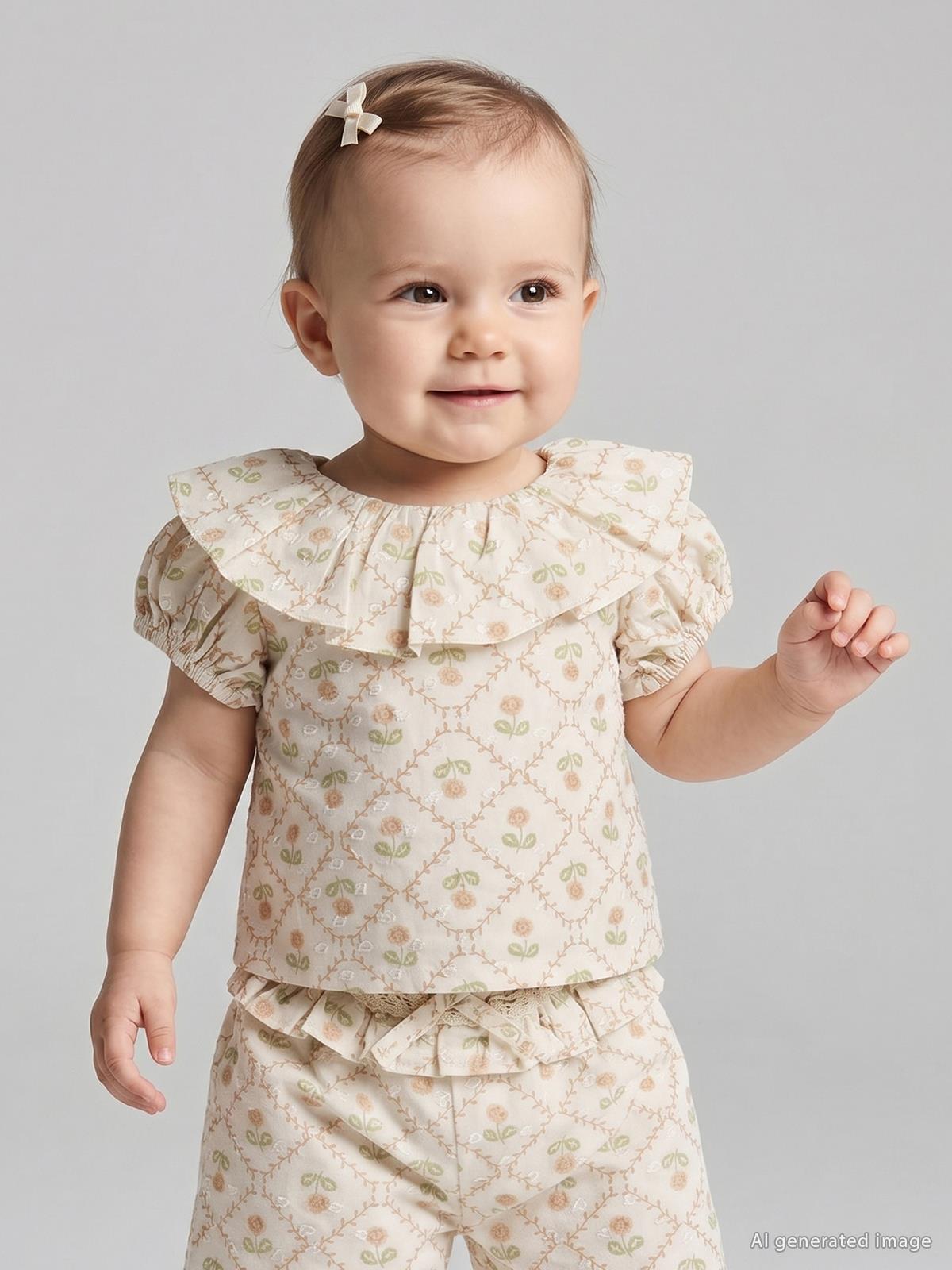Pierre Cardin Büyük Bebe Yaka Empirme 6-18 Ay Gömlek - Ekru