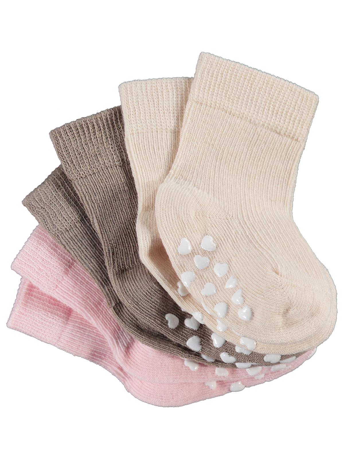 Civil Baby Kaydırmaz Kalp Baskı 3'lü 6-18 Ay Bebek Kız Çorap Set
