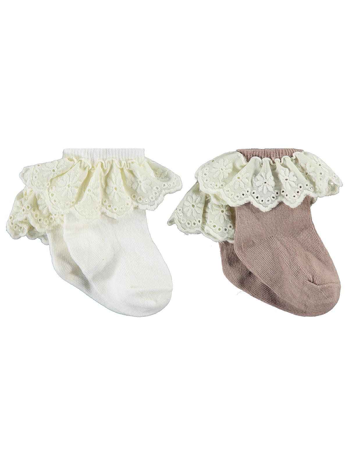 Civil Baby Çift Dantel Aksesuarlı 2'li 6-18 Ay Bebek Kız Çorap Set